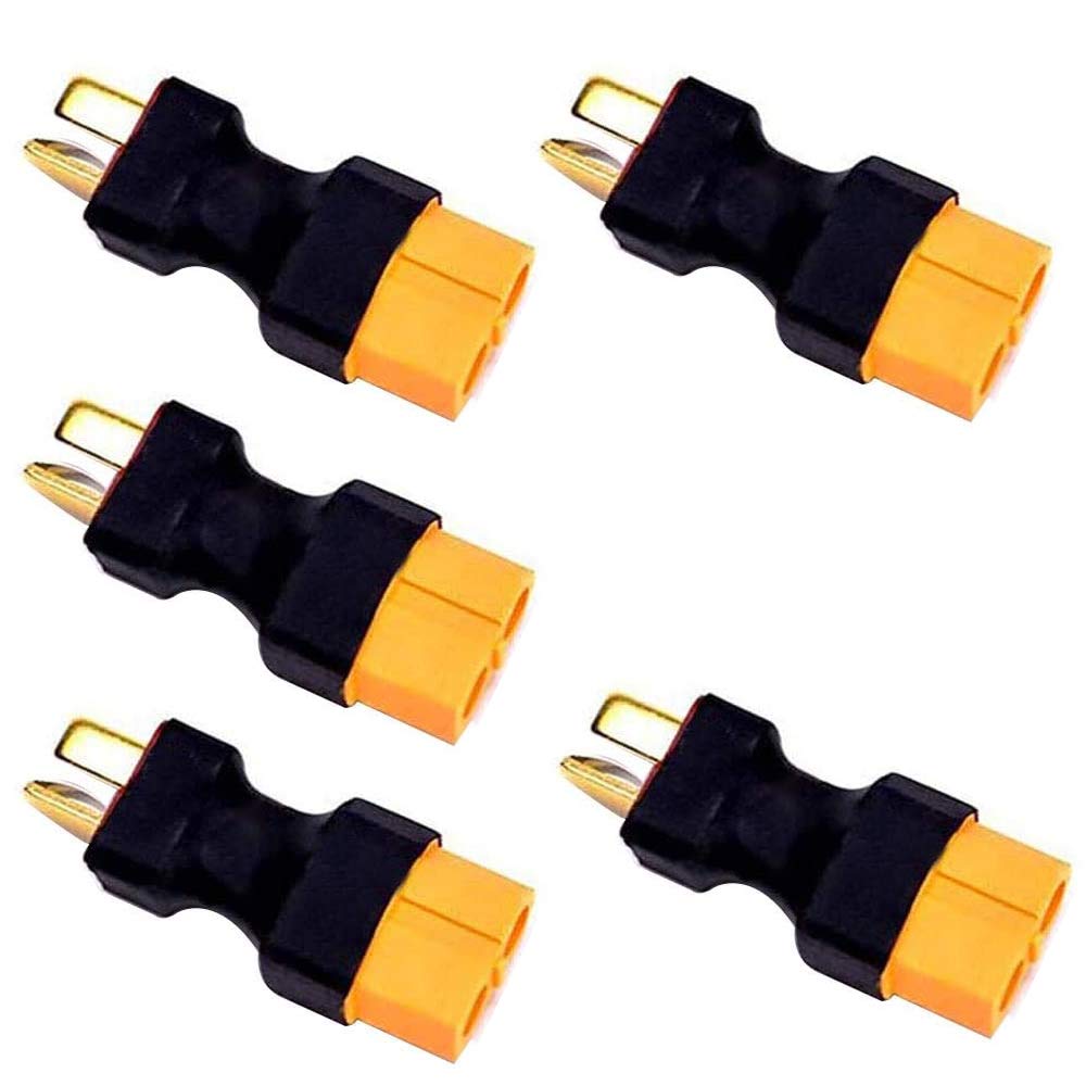 5 pcs XT60 XT-60 Female Plug Connector to T-Plug Deans Style Male Plug Connector Conversion Adapter (Deans male to XT60 female)