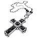 jonline24h Mens Womens Large Vintage Celtic Cross Pendant Necklace Chain, Black Silver