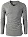 H2H Men's V-Neck Long Sleeve Light Weight T Shirts - Slim Fit Casual Gray US S/Asia M (KMTTL0374)