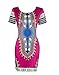 Womens Traditional African Print Dashiki Stretch Bodycon Dress 3XL Pink