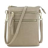 Multi Zipper Pocket Wristlet Crossbody Bag (Dove)