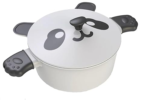 Inspire Delight: 7-Inch Panda Nonstick Casserole Pot with PPG Xylan® Plus Coating | 2QT Family Size, 500°F Safe, PFOA-Free, Easy-Rinse & Kid-Friendly – Dual Handles for All Cooktops