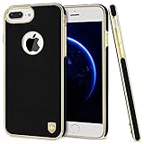 iPhone 7 Plus Case, Phone Case iPhone 7 Plus Cases Luxury Leather Protective Cover Defender Bumper Rugged Cover, Magnetic Electroplate Rubber Slim Cell Phone Case iPhone 7 Plus(5.5 inch) - BLACK