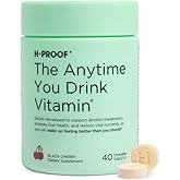 H-PROOF The Anytime You Drink Vitamin, Liver Health & Immunity Support with Electrolytes, Milk Thistle, and Vitamins B & C - 40 Chewable Tablets (20 Servings), Vegan, Black Cherry