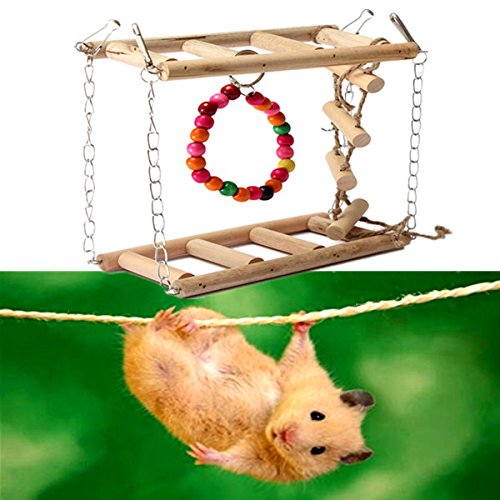 Hamster Parrot Wooden Suspension Bridge Crane Climbing Toy