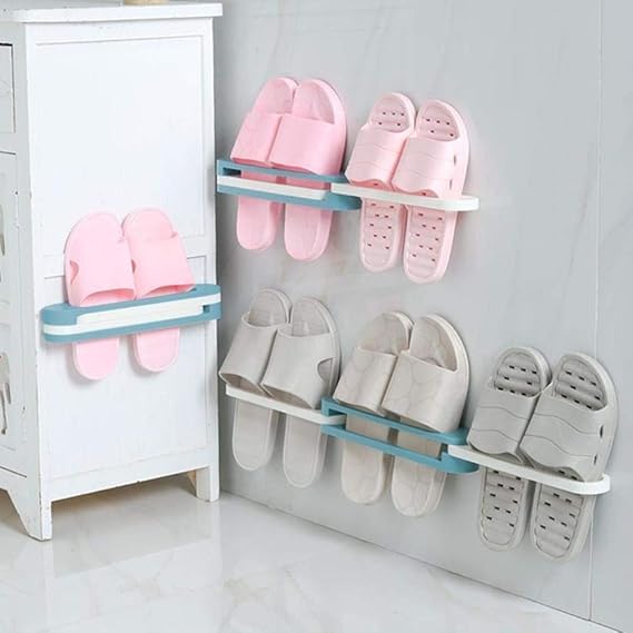 LCK Foldable Slippers Rack Wall Hanging Shoe Racks Storage Shelf Shoes