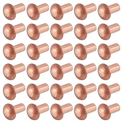 Aicosineg 200pcs 0.20" Length Copper Solid Rivets