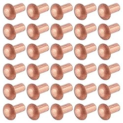 Aicosineg 200pcs 0.20" Length Copper Solid Rivets