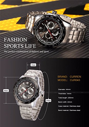 Mens Curren Relojes Marca Superior Reloj de Cuarzo de Acero Militar del ejército Deporte Impermeable Reloj Negro - Imagen 7