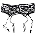 Women Sexy Underwear Lingerie Garter Lace Suspender Belt with G-String +Stockings (Black) Small