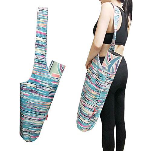 Aozora Yoga Mat Bag | Yoga Mat Tote Sling Carrier with Large Side Pocket & Zipper Pocket | Fits Most Size Mats (Scrawl)