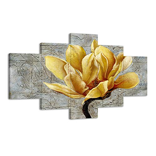 Large Yellow and Gray Flower Wall Decor Retro Yellow Flower Wall Art