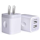 USB Wall Charger, Charger Adapter, Ailkin 2-Pack 2.1Amp Dual Port Quick Charger Plug Cube Replacement for iPhone 7/6S/6S Plus/6 Plus/6/5S/5, Samsung Galaxy S7/S6/S5 Edge, LG, HTC, Huawei, Moto, Kindle