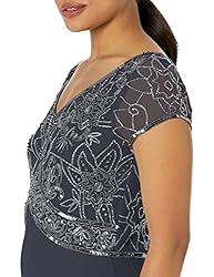 J Kara Women's Petite Cap V-Neck Beaded
