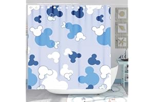 Lahmzdd Cartoon Mouse Head Shower Curtain - Kids Bath Curtain Sets - Waterproof Polyester Home Bathtub Decor with 12 Hooks，72x72 Inch Blue,CC-1