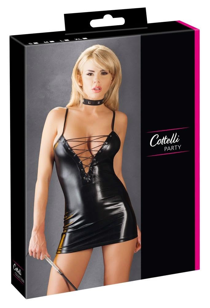 Cottelli Collection Small Black Zaina Wetlook Mini Dress