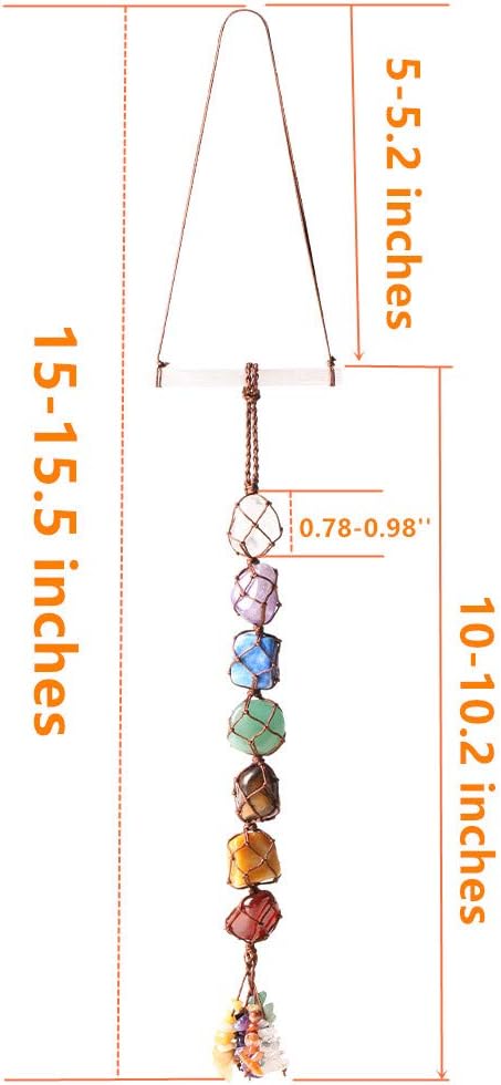 Nicestone 7 Chakra Stones Healing Crystals Hanging Ornament Chakra Tassel Christmas Ornaments Pendulum Good Luck for Home Decoration with Selenite Crystal Bar: Kitchen & Dining