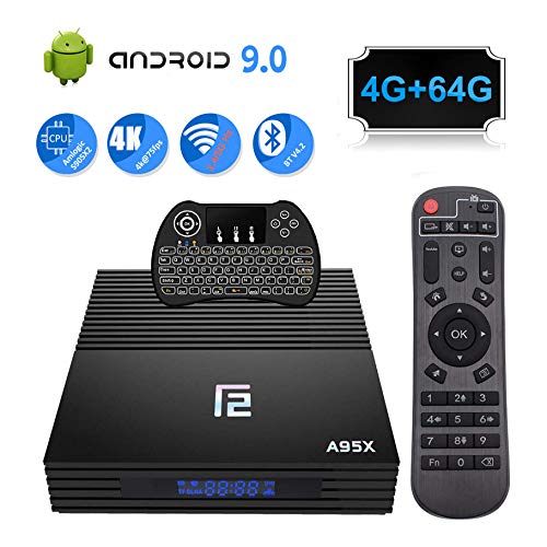 Android 9.0 TV Box 4GB Ram 64GB A95X Smart Android TV Box with Mini Wireless Keyboard Amlogic S905 X2 CPU Support HDMI 2.1/H265 VP9/Dual WiFi 2.4G 5.0G/100M LAN/Buletooth/USB3.0 3D 4K Android Box (Best Cpu App For Android)