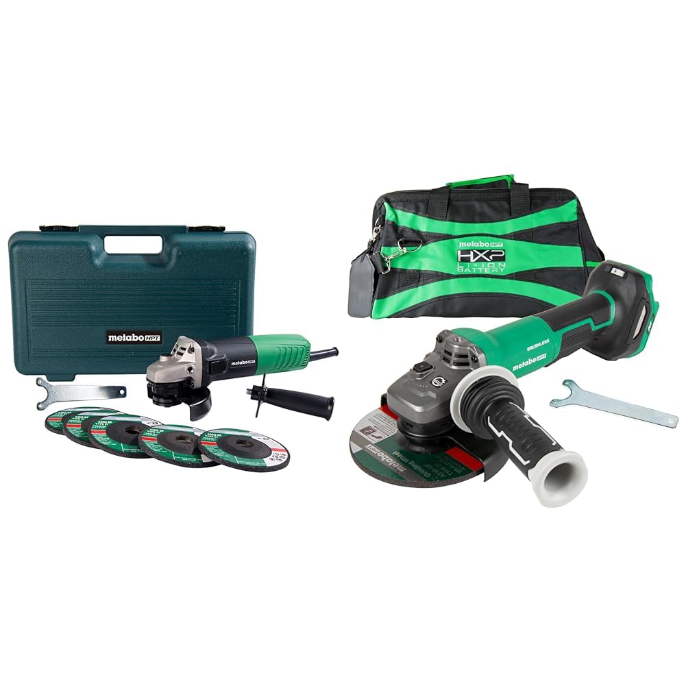Bundle of Metabo HPT Angle Grinder 4-1/2-Inch