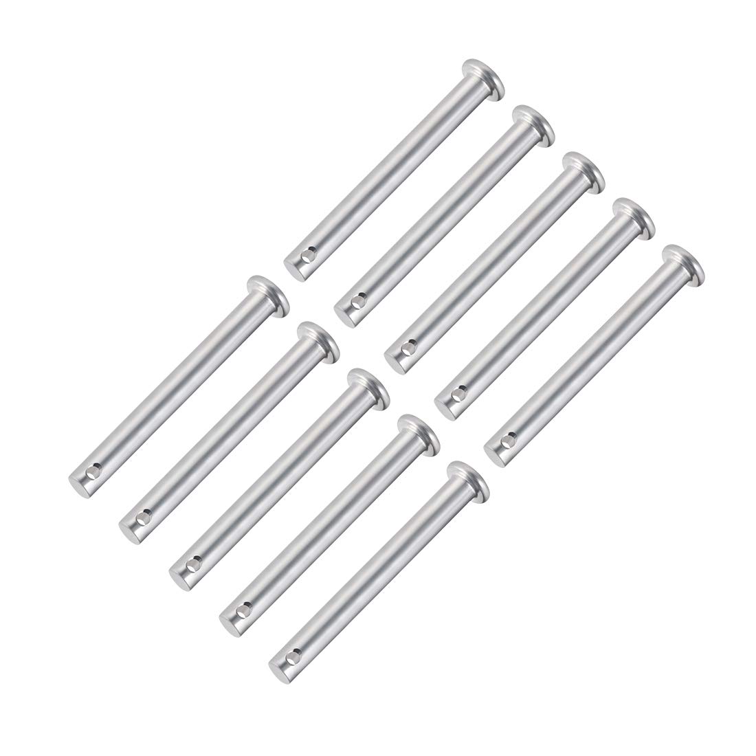 sourcing map Single Hole Clevis Pins,6mm x 55mm Flat Head Zinc-Plating Steel 10 Pcs