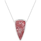 LUSTRE AND LIGHT Natural Pink Moonstone Slider Pendant Necklace for Women in Sterling Silver, June Birthstone Jewelry Gifts for Her Birthday, Christmas, Anniversary, Graduation