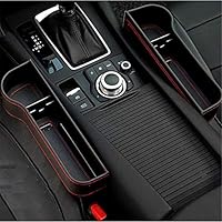 Ankepwj 1 Pair Car Seat Gap Storage Box Cup Holder, PU Auto Console Driver Side Pocket Seat Pocket Storage Box, Car Organizer Compartment for Snacks, Electronics (Black)