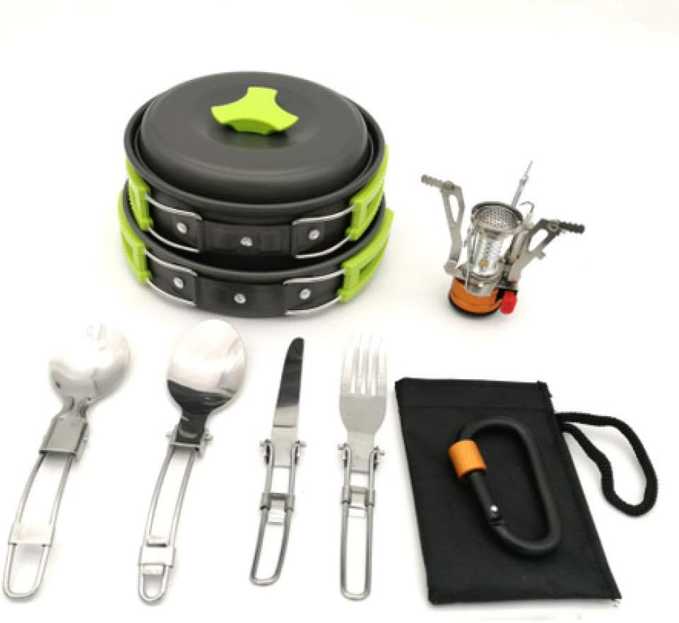 Sky God Camping Cookware Kit Non Stick Camping Pans for 1 to 3 People Portable Cook Set for Camping Hiking BBQ Picnic Outdoor Lightweight Stackable Cooking Pots and Pan