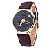 Vavna Top New Unisex Student Solar System Print Quartz Women's Leather Wrist Watch - Brown Gold