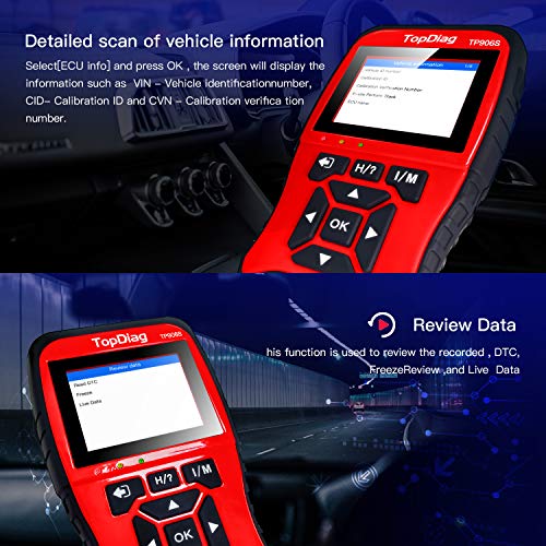 TopDiag TP906S New Generation OBD2 Scanner Enhanced OBDII Code Reader Full Engine Modes Diagnostic Tool with Battery Test