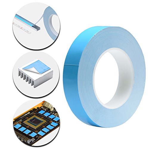 Nicelux 12mmx10 Meters 0.3mm thickness Double Side Adhesive Thermal Conductive Tape for Heat Sink of LED Light,PC and more, Electrically Insulated,1 Reel Pack