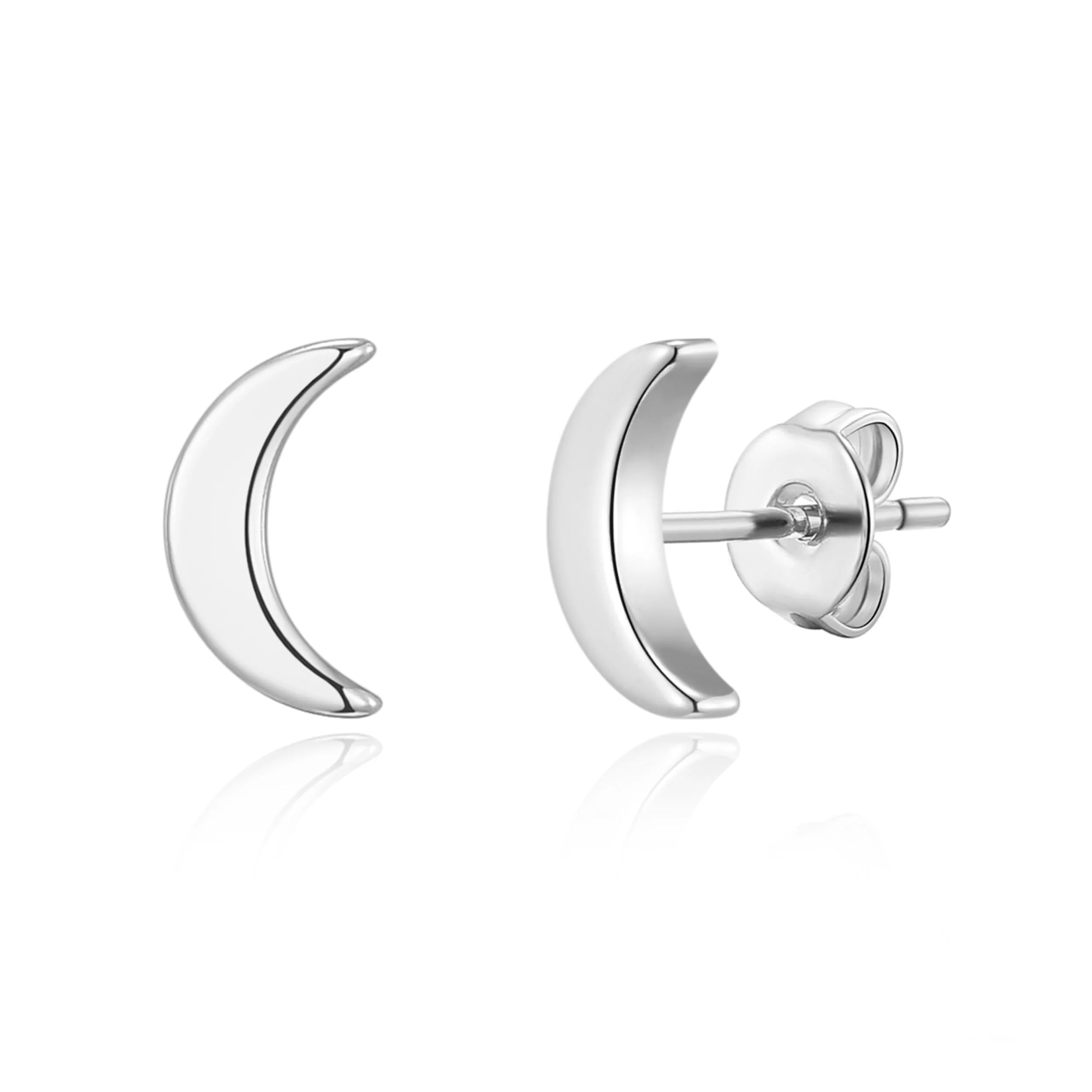 Philip Jones Silver Plated Moon Stud Earrings
