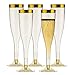 Gold Plastic Champagne Flutes – 50-Pcs Disposable Tall Stem Wine Glasses – Elegant Design – Practical and Easy to Use – 6.5 Oz Capacity - Gold Glittery Rim – Ideal for Parties, Special Events