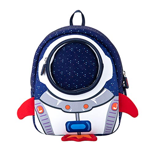 JiePai Toddler Backpack with Safety Harness Leash,Rocket Backpack for Kids Waterproof 3D Cartoon Boys/Girls Backpack,Perfect for Preschool, Daycare, and Day Trips,Age 3-6(Rocket Backpack)