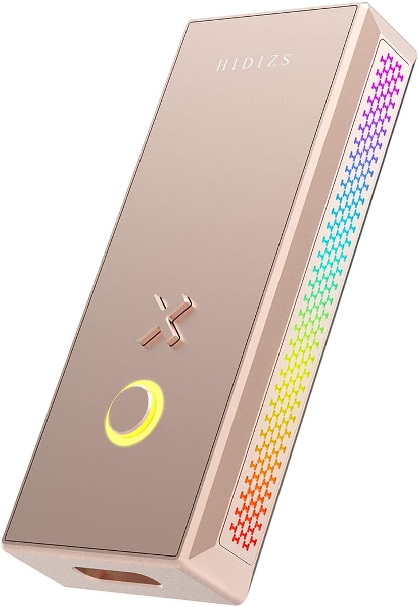 Hidizs S10 Headphone Amp Single-ended & Balanced MQA Dongle, MQA 16X, DSD256, Portable Audio Decoding Amplifier with RGB LED Light for Android, Windows, Mac OS, iPad OS, iOS (Rose Gold)