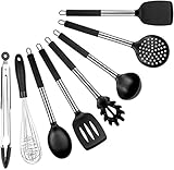 Cooking Utensils Set - 8 Piece Silicone Kitchen Spatula Set - Black Professional BPA Free Cooking Utensils - Best Silicone Kitchen Tool Set