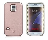 EN-LIFE Samsung Galaxy S5 Illuminated Cell Phone Case with Independent Rechargeable Battery Galaxy S5 Led Illuminated case Great for a bright Selfie and Facetime with a Free Cellphone Holder-Rose Gold
