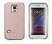 EN-LIFE Samsung Galaxy S5 Illuminated Cell Phone Case with Independent Rechargeable Battery Galaxy S5 Led Illuminated case Great for a bright Selfie and Facetime with a Free Cellphone Holder-Rose Gold