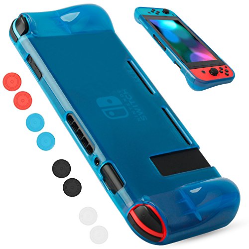 Protective Case Cover for Nintendo Switch, YCCTEAM Comfortable Soft TPU Grip Case and Ergonomic Anti-Scratch ShockAbsorption Cover for Nintendo Switch 2017 with 8 Thumb Grips Caps