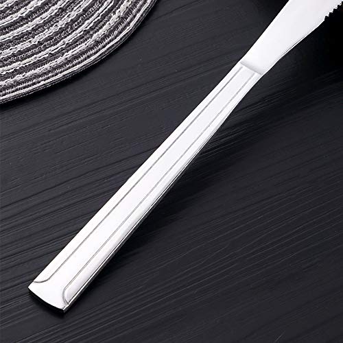 Dinner Knife Cutlery Set 8-Inch Stainless Steel Tableware for BBQ Weddings Dinners Parties, BUY&USE Silver Set of 12