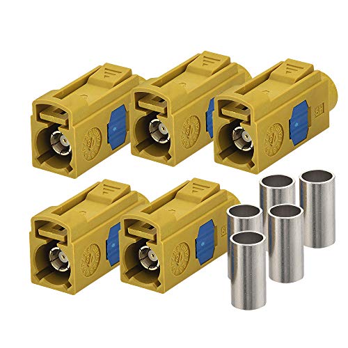 wlaniot Fakra K Connector Crimp Female Curry with IF Bluetooth for Cable RG58 LMR195 RF Coaxial Connector for Fakra Antenna Extension Satellite Radio 5pcs