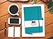 Classic Dotted Grid Notebook with Pen Loop/RICCO BELLO Hardcover Journal, Banded, Bookmark, Expandable Pocket/5.7 x 8.4 inches (Teal)