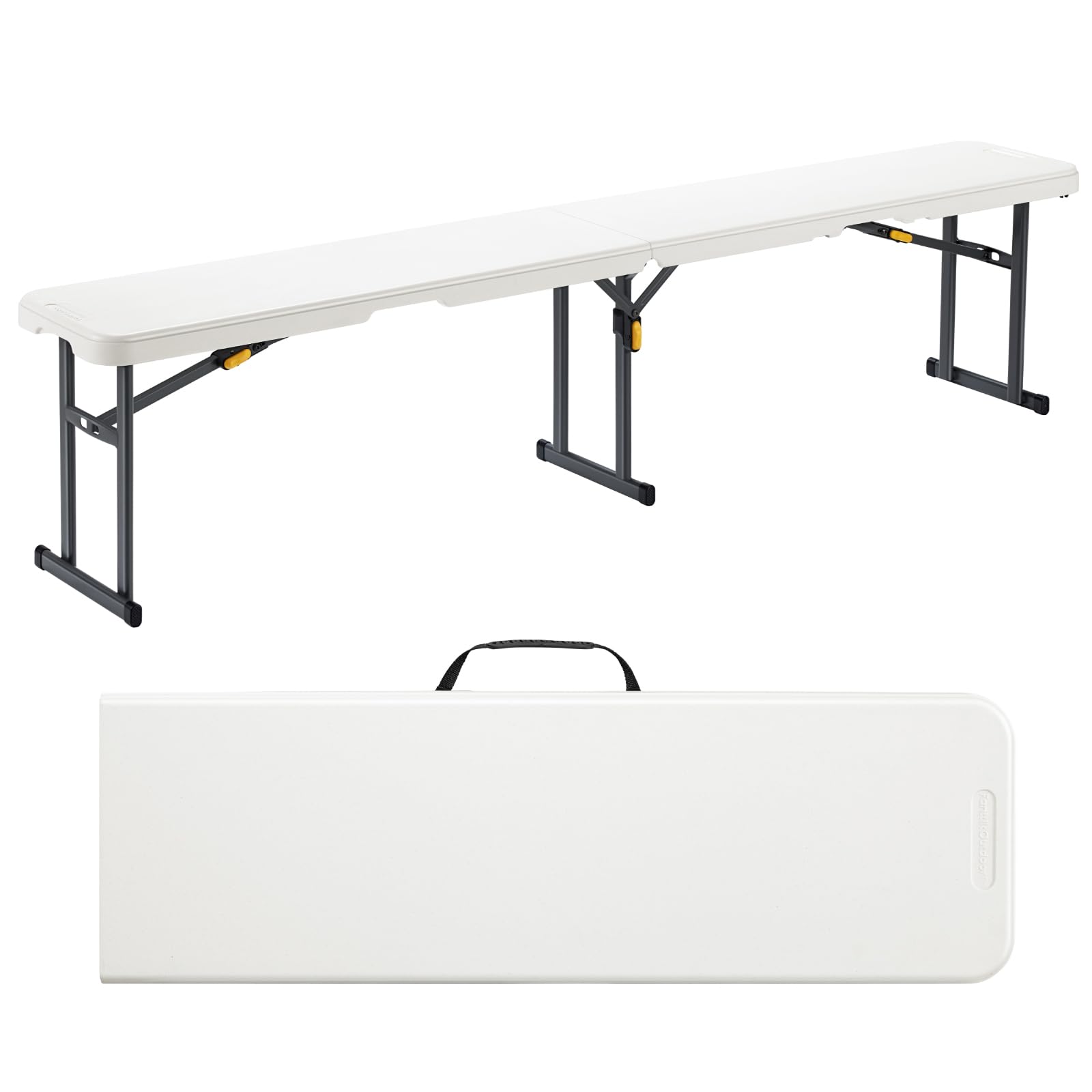 FanttikOutdoor 6ft Plastic Folding Bench with Safety Lock Carrying Handle, Portable Indoor Outdoor Bench for Party, Dining, Camping, Garden, Soccer Activities, No Assembly, 1 Pack, White Zeta I6 Pro
