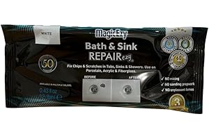 MagicEzy Bath & Sink RepairEzy - (White) - Porcelain Bath Repair Kit - Easy Bathtub Chip Repair - Enamel Sink Chip Repair - Fiberglass Shower Repair -Bathroom Crack Filler