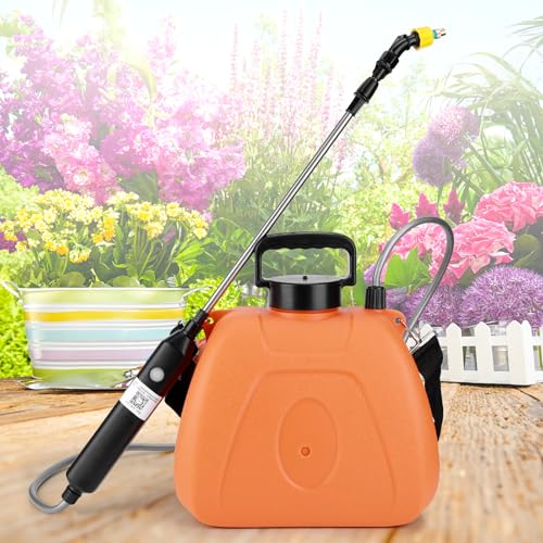 Viitech 8L Battery Pressure Sprayer, Powerful Electric Sprayer with 3 Mist Nozzles, Garden Sprayer with Rechargeable Handle and Adjustable Shoulder Strap (Orange)