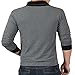 YTD 100% Cotton Mens Casual V-Neck Button Slim Muscle Tops Tee Short Sleeve T- Shirts (US Small, Long Sleeve Gray)