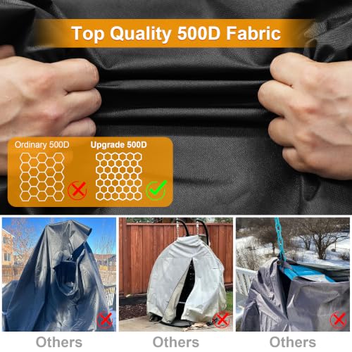 Kipiea Patio Egg Chair Covers Waterproof, Upgraded 500D Outdoor Hanging Egg Chair Covers with Waterproof Zipper, Double Seat Swing Egg Chair Cover, Windproof, Anti-UV, No Tears (Up to 80" W x 91" H)