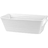 Portmeirion Sophie Conran Rectangular Baker - 11 x 5.25 Inch White Porcelain Bakeware with Organic Curves - Durable Microwave Freezer &amp; Dishwasher Safe - Oven to Table Cookware