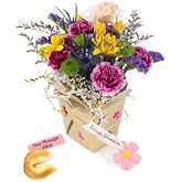 The Crown Fresh Cut Live Flowers Arranged in a Takeout Container with your Personal Message Tucked Inside a Fortune Cookie