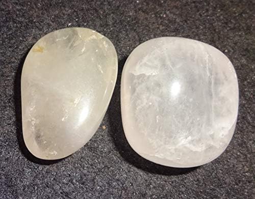 Silver Topaz from Nigeria 2pc Set Natural Healing Crystal Gemstone Tumbled. Polished, Natural Markings, Collectible , Display Wrapping Stones