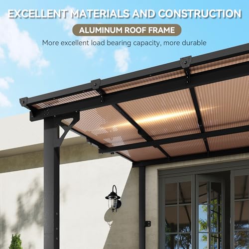 Aoxun 14x10 Lean-to Gazebo with Telescopic Posts, Black Aluminum Pergola for Patio and Backyard image 11